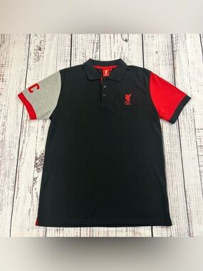 Liverpool FC Contrast Sleeve Polo Shirt Men’s Size Large Black Red Gray SP8500A